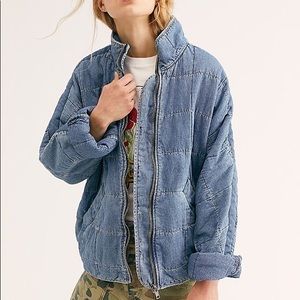 NWT: Free People Dolman Quilted Denim Jacket